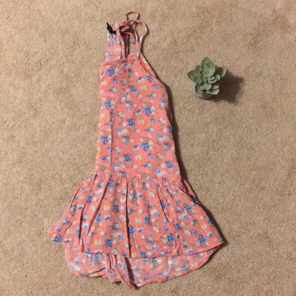 Pink floral lose tank top